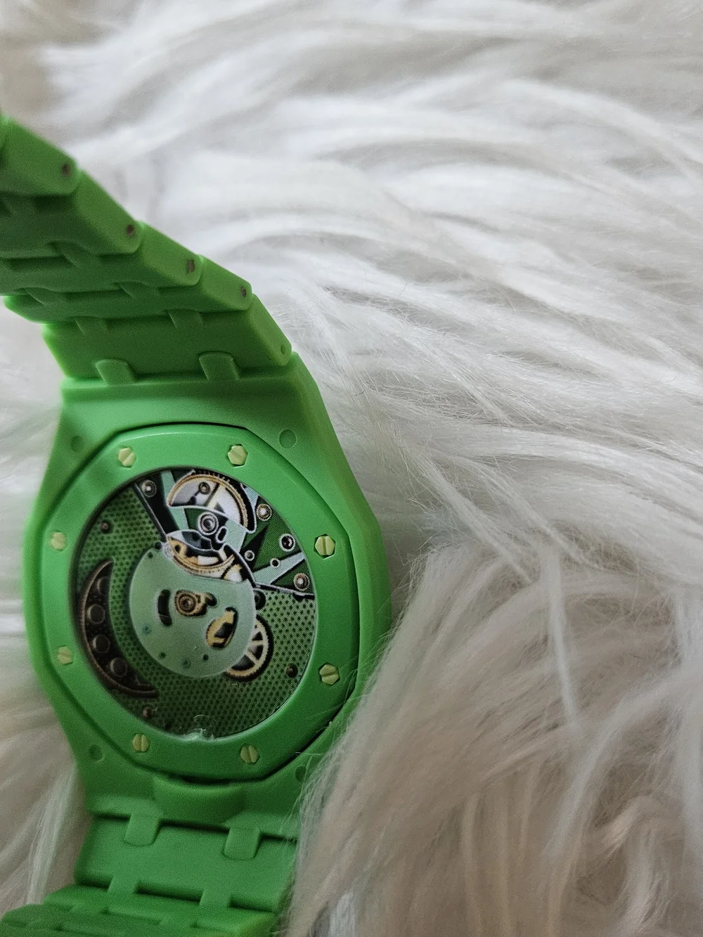 Othr Bright Green Silicone Watch with Textured Dial